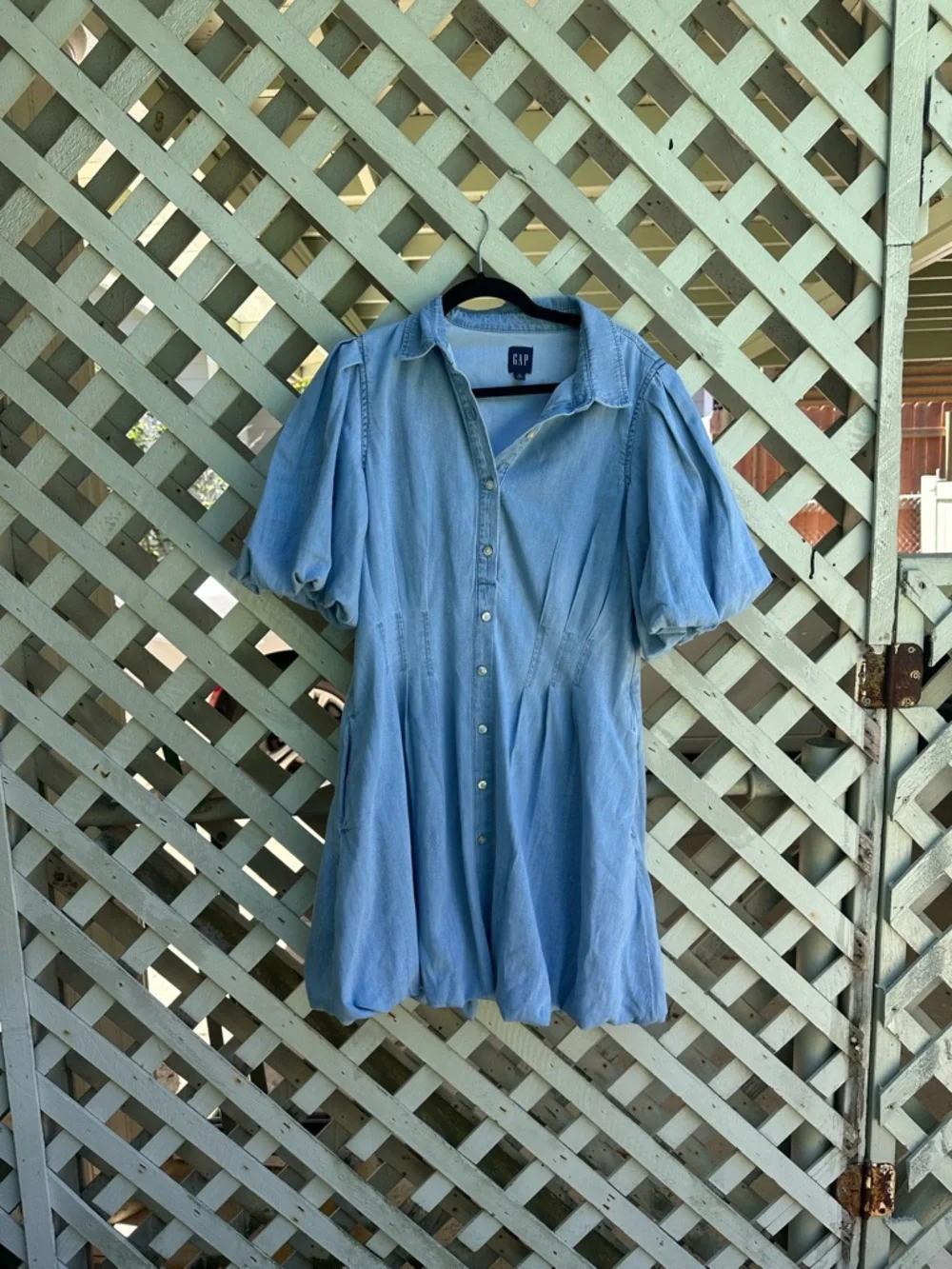 Gap Denim Bubble Mini Shirtdress - Picture 3 of 5